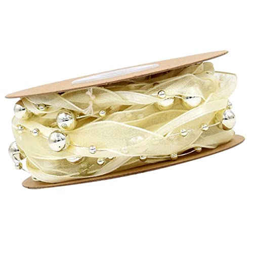KONTONTY 1 Rolle Goldene Perlenkette Dekoratives Band Handgewebtes Gartenblumen Verpackungsmaterial für Hochzeiten Partys und DIY Projekte Langlebig und Vielseitig Einsetzbar von KONTONTY
