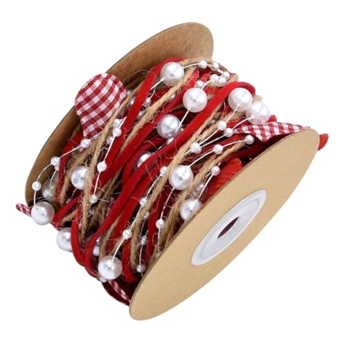 KONTONTY 1 Rolle Valentinstag-Band weißes Band Basteln Blau-weißes Blumenband mit Drahtrand dekoration geschenkband decor perlen Partyverpackungszubehör valentinstag DIY band Polyester rot KONTONTY 1 Rolle Valentinstag-Band weißes Band Basteln Blau-weißes Blumenband mit Drahtrand dekoration geschenkband decor perlen Partyverpackungszubehör valentinstag DIY band Polyester rot von KONTONTY