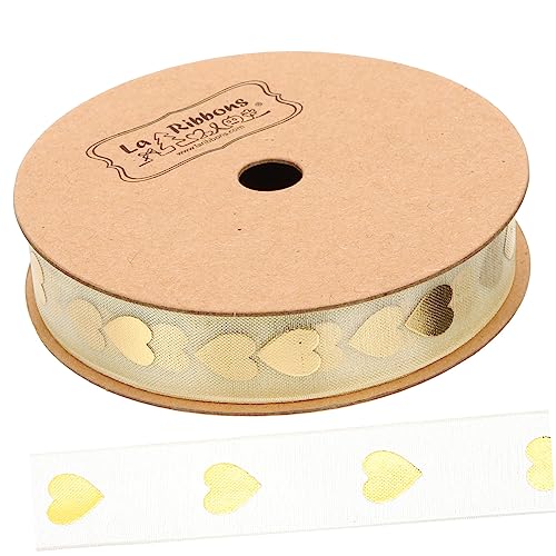 KONTONTY 1 Rolle valentinstag banddekor seidenband ribbon schienbeinschoner tape valentine hohzeitdeko wickeln geformt Liebe Bänder mit Herzmuster valentinstagband als Schneegarn von KONTONTY