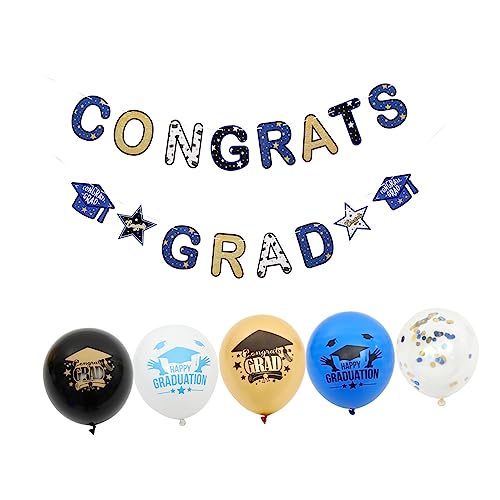 KONTONTY 1 Satz Abschlussbanner-ornamente Banner Für Abschlussfeier Party Dekorativer Luftballon Ballon Der Klasse 2022 Abschlussballons Blau Grad-banner Abschlussballdekorationen Papier von KONTONTY