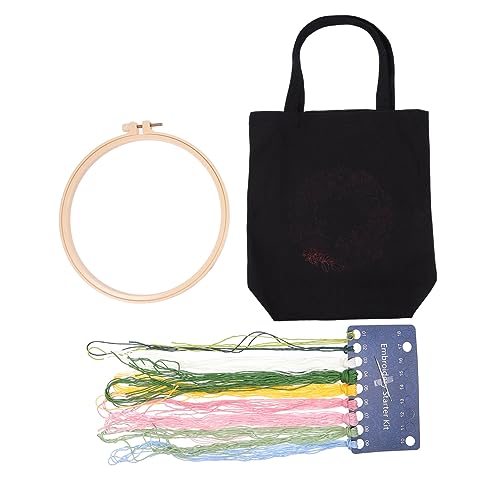 KONTONTY 1 Satz Bestickte Tasche Aus Segeltuch Bausätze Ästhetische Tragetasche Bausatz Geldbörsen Taschen Große Tragetasche Aus Segeltuch Stickerei Tasche Für Frauen Leinentasche von KONTONTY
