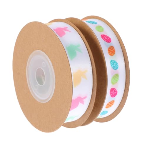 KONTONTY 1 Satz Easter Decorative Ribbon Yards Frühlings Diy Für Verpackungen Partydekoration Ostern Mit Eier Und Hasenmotiven Langlebig Und Vielseitig 2rollen von KONTONTY