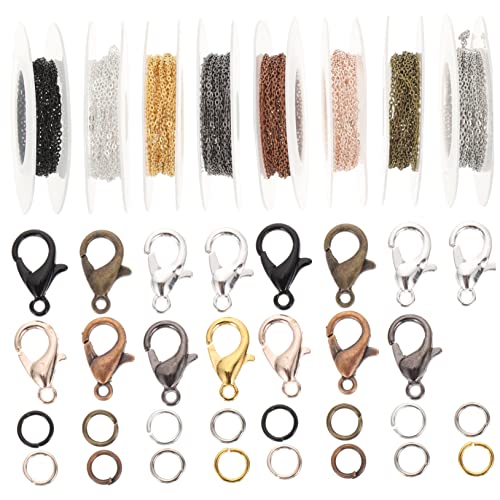 KONTONTY 1 Satz Kette für Schmuckherstellung Verlängerungsketten und Hummer Clips DIY Armband und Kit Farben Ringe Clips Installieren von KONTONTY