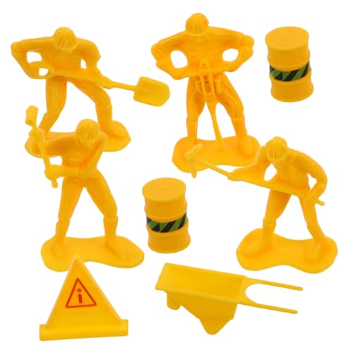 KONTONTY 1 Satz Konstruierte Kuchendekoration Mini-Bauarbeiterfiguren Mini -Figur Miniatur-Arbeiterfigur Miniatur-Arbeiter-Requisite Bauarbeitermodelle Arbeiterstatuenfigur Plastik von KONTONTY