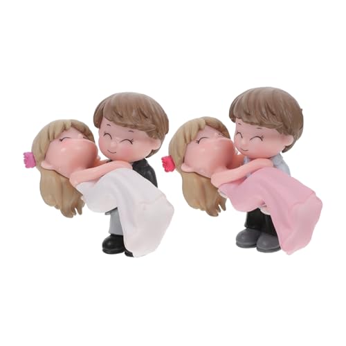 KONTONTY 1 Satz Paar Diy -geschenkpuppe Topper Mini Tortenaufleger Für Hochzeitspaare Klein Rosa Paar Figur Kuchendeckel Hochzeitstorte-paar-figur Paar Kuchen Vinyl 2 Paare von KONTONTY