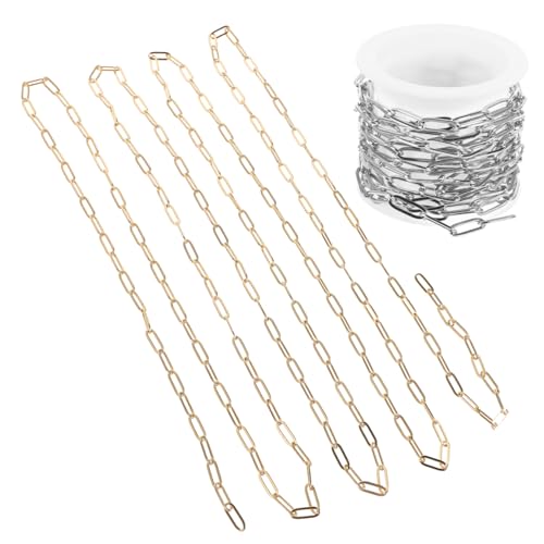 KONTONTY 1 Satz Papierclip Ketten Für Diy Schmuck Stahlfarbe Gold Hochwertige Bastelkette Für Halskette Armband Fußkette Designs 2 Stück von KONTONTY