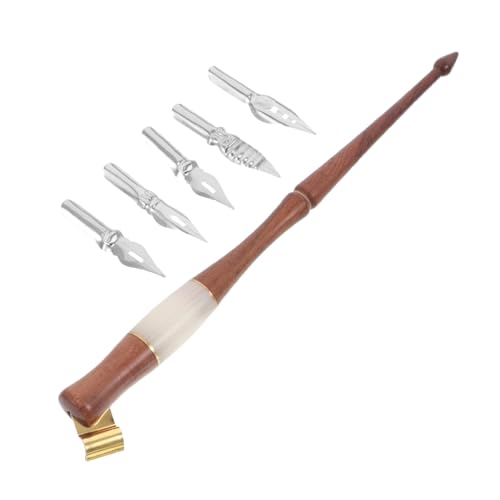KONTONTY 1 Satz Retro Solid Wood Kalligraphie Pen Kalligrafiestift eintauchen Line-Art-Stift Tauchstift Kristalldip Kalligraphie Stift Vintage Füllfederhalter altmodischer Stift Holz von KONTONTY