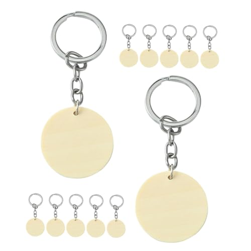 KONTONTY 1 Satz Schlüsselanhänger Mit Holzanhänger Schlüsselanhänger-kit Dinge Zum Anmalen Rundes Holzschild Runde Schlüsselanhänger Aus Holz Unbehandeltes Holz Zum Basteln Holzmetall von KONTONTY