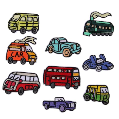KONTONTY 1 Satz Teiliges Cartoon Auto Aufnäher Zum Aufnähen Für Kleidung Diy Bastelprojekte Stoffpatches Für Taschen Schuhe Und Mehr Für Kreative Reparaturen 9 Stück von KONTONTY
