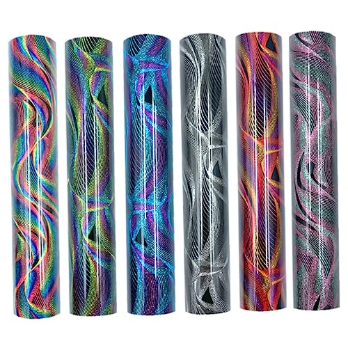 KONTONTY 1 Satz Teiliges Holographisches Glitter Heat Transfer Vinyl Pu Material Glitzernde Farbwechselnde Folien Diy Textil Transfer Für Kleidung Tassen Und Dekoration 6 Stück von KONTONTY