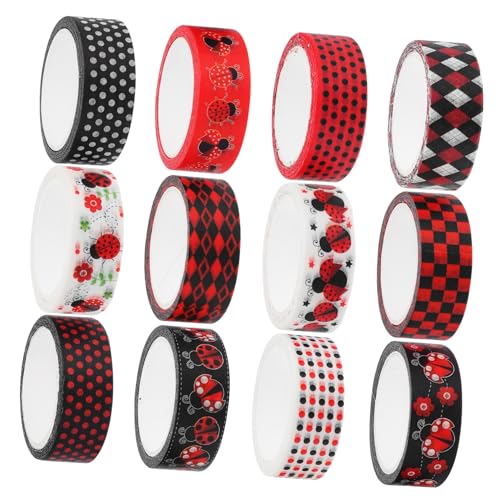 KONTONTY 1 Satz Washi-tape Halloween Rot -weiße Dekorative Klebeband Whiteboard-klebeband Farbige Maler Farbband Planer -aufkleber Bastelband Kariertes Band Farbiges Band Flüsterpapier von KONTONTY
