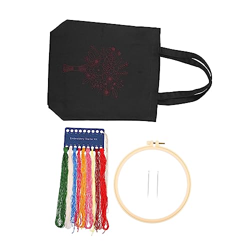 KONTONTY 1 Satz bestickte Tasche aus Segeltuch Geldbörsen Geldbeutel Bausatz Bestickte Schultertasche Handgemachte bestickte Handtasche Einkaufstasche aus Segeltuch Umhängetasche für Damen von KONTONTY