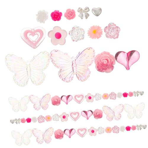 KONTONTY 1 Schachtel Acrylperlen Diy mit Blumen Schmetterling Herz Motiven Rosa Bastelperlen für Schmuck Armband Haarschmuck Robuste Leichte Spacer Perlen zum Auffädeln und Basteln KONTONTY 1 Schachtel Acrylperlen Diy mit Blumen Schmetterling Herz Motiven Rosa Bastelperlen für Schmuck Armband Haarschmuck Robuste Leichte Spacer Perlen zum Auffädeln und Basteln von KONTONTY