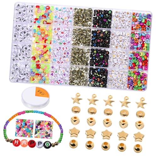 KONTONTY 1 Schachtel Bunte Buchstabenperlen Schmuckherstellung DIY Bastelperlen mit Löchern Alphabet Spacer Perlen für Armbänder Halsketten Kreative Bastelperlen zum Auffädeln KONTONTY 1 Schachtel Bunte Buchstabenperlen Schmuckherstellung DIY Bastelperlen mit Löchern Alphabet Spacer Perlen für Armbänder Halsketten Kreative Bastelperlen zum Auffädeln von KONTONTY