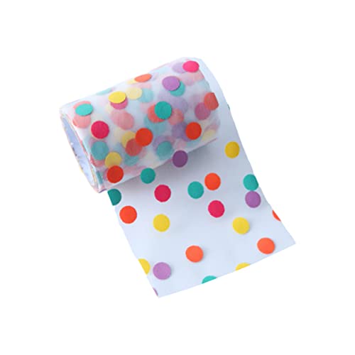 KONTONTY 1 Stück Bunte Dotted Gauze Band Yards für Blumenverpackung und Hochzeiten Premium Tüllband Weiß mit Farbenfrohem Punktemuster Weich und Langlebig von KONTONTY