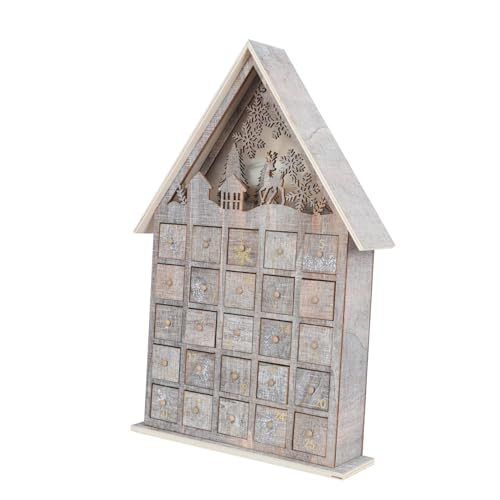 KONTONTY 1 Stück Dekorative Lichter Weihnachtlicher Adventskalender Szene Ornamente Lasst Uns Weihnachten Adventskalender Adventskalender Weihnachtsschmuck Für Brauch Hölzern Beige von KONTONTY