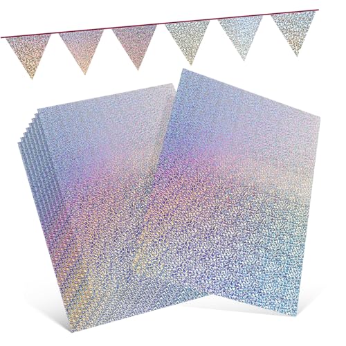 KONTONTY 10 Blatt - Papier zum Basteln Schwergewicht glänzend farbig Sammelalbumpapier Blau Holographisches Papier Kartenvorrat bunte Papiere Kartonpapier Papierstau von KONTONTY
