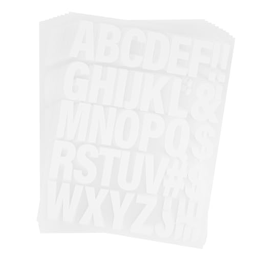 KONTONTY 10 Blatt Thermotransfer-Buchstabenband Hitze überweisen Stoffbuchstaben bleiben an Briefe Bügelnummern für Kleidung Buchstaben klein zum Aufbügeln Vinyl Weiß von KONTONTY