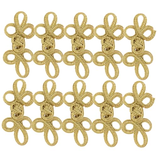 KONTONTY 10 Paare Cheongsam-taste Dekorative Knöpfe Knopf Für Strickjacke Knopfverschlüsse Vorne Knotenfroschknöpfe Tasten Diy-knöpfe Chinesische Verschlussknöpfe Jinlun Golden von KONTONTY
