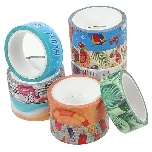 KONTONTY 10 Rollen Dekorative Washi Klebebänder mit Strand Shell für Scrapbooking DIY Handwerk und Journaling pro Rolle Vielseitig Einsetzbar und Leicht Abreißbar von KONTONTY