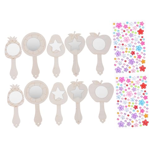 KONTONTY 10 Sätze Diy Holzspiegel Set für Handgemachte Spiegel zum Bemalen mit Glitzersteinen Bastelset für Partys Geburtstage und Feiertage Sicher und KONTONTY 10 Sätze Diy Holzspiegel Set für Handgemachte Spiegel zum Bemalen mit Glitzersteinen Bastelset für Partys Geburtstage und Feiertage Sicher und von KONTONTY