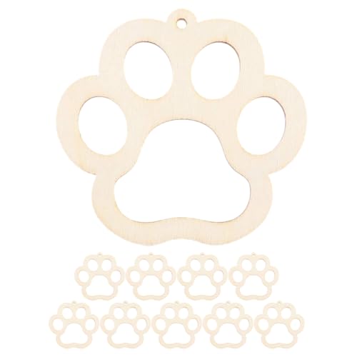KONTONTY 10 Sätze Holzscheiben im Pfoten Design DIY Bastelsets für Kreative Lackierbar und Langlebig für Malprojekte und Dekorationen von KONTONTY