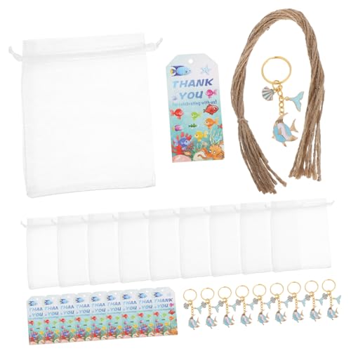 KONTONTY 10 Sätze Meeresthema Schlüsselanhänger mit Tropischem Fischschwanz und Muschelanhängern Dekorative Taschencharms aus Leicht Maritimer Stil Partygeschenk für Strandliebhaber von KONTONTY