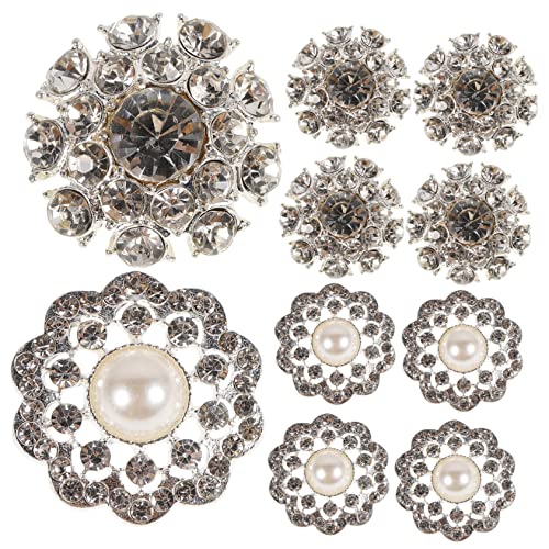KONTONTY 10 Stück Blumenform Knöpfe Metall Dekorationsknöpfe für Kleidung Diy Crafts Kristallverzierung Vielseitige Anwendung für Hemden Mäntel und Mehr von KONTONTY