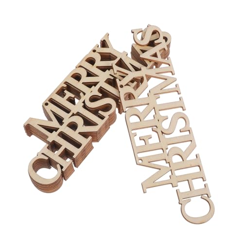 KONTONTY 10 Stück Unbehandelte Weihnachts-holzausschnitte Unfertige Holzscheiben Zum Basteln Frohe Weihnachten-dekoration von KONTONTY