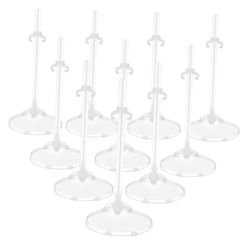 KONTONTY 10 Stück Doll Display Stand Teiliges Transparente Puppenhalterung Stabiler Puppenständer aus Kunststoff Platzsparend und Sicher für Doll Storage und Präsentation von KONTONTY