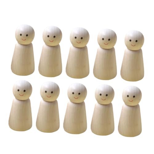 KONTONTY 10 Stück Farbige Holzfiguren Kleine Holzmänner Schlüsselanhänger Rohlinge Aus Holz DIY Bilderrahmen Holz Steckpuppen Zum Basteln Kleine Figuren Zum Verstecken Malroboter von KONTONTY