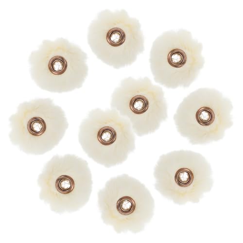 KONTONTY 10 Stück Fellknäuel-anhänger Pompon Für Halsketten Kleine Fellbommel Pompons Für Accessoires Pompom-perlenanhänger Flauschige Kunstfellperlen Beige Künstliches Kaninchenfell von KONTONTY