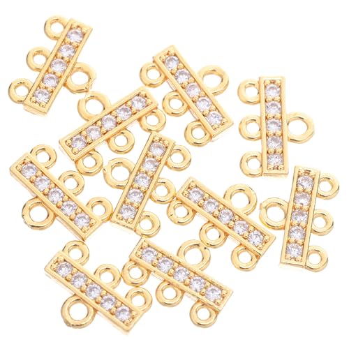 KONTONTY 10 Stück Gold Überzogene Schmuckverschluss Für Mehrsträngige Halsketten Und Armbänder Mit Zirkonia Besetztem Charm Verbinder Für DIY Layered Schmuck von KONTONTY