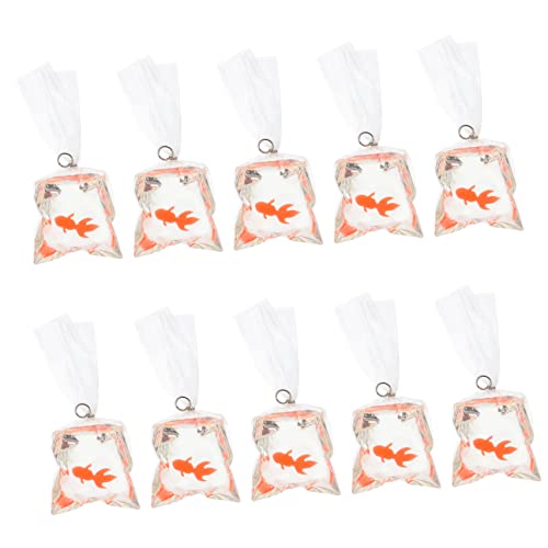 KONTONTY 10stücke Fisch-wasserbeutel-anhänger Aus Harz Für DIY-schmuck Bastelbedarf Mit Hakenring Für Armbänder Halsketten Handyhüllen von KONTONTY
