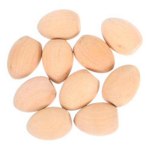 KONTONTY 10 Stück Hölzerne Kritzeleier Jungs Kleinkinder Eier basteln Malerei groß ostereier easter egg decoration Ostereier für unfertige Ostereier unbemaltes Osterei von KONTONTY
