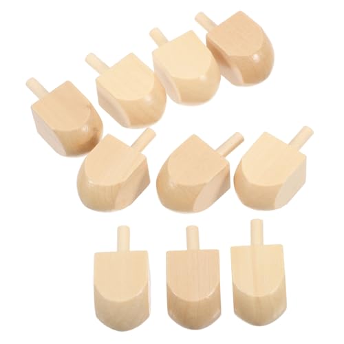 KONTONTY 10 Stück Holz Dreidels für Chanukka Unbemalt und Natürlich für DIY Projekte Bastelarbeiten und Festliche Dekorationen Nachhaltig und Traditionell mit Hebräischen Buchstaben von KONTONTY