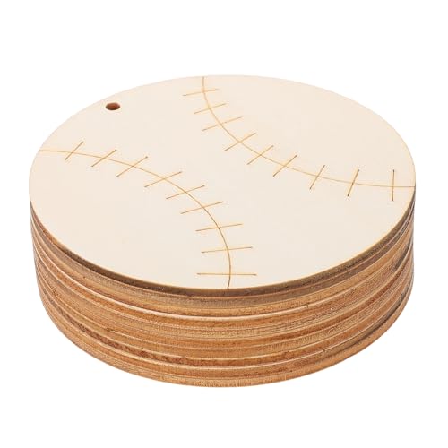 KONTONTY 10 Stück Holzscheiben Sport Bälle Unlackierte Holz Ausschnitte für Diy Bastelarbeiten Dekoration und Kreative für Sportliebhaber und Handwerksprojekte von KONTONTY