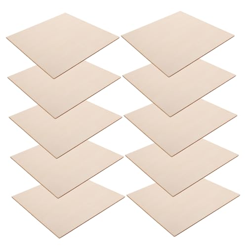 KONTONTY 10 Stück Holzschnitt Malerei quadratische Scheiben Streifen leer dünn Chip Party Bastelstöcke Jumbo Treibholz zum Basteln Handwerk Holz Holzbretter Linde Beige von KONTONTY