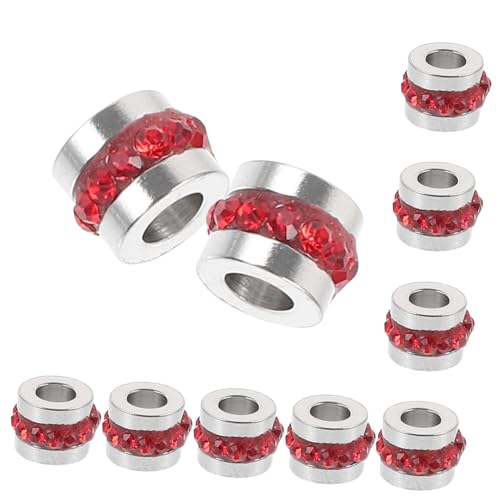 KONTONTY 10 Stück Rote Strass Zwischenperlen aus Edelstahl für Schmuckherstellung Funkelnde Spacer Beads für Armband DIY Langlebige und Stilvolle Perlen für Halsketten Zubehör von KONTONTY