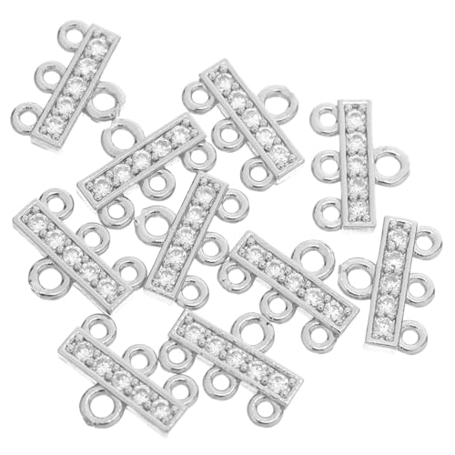 KONTONTY 10 Stück Schmuckverschluss mit Zirkonia Gold Überzogen Mehrfach-strang Connector für Armband und Halskette Sicherer Verschluss Mehrreihiger Perlen-verbinder Silberfarbene von KONTONTY