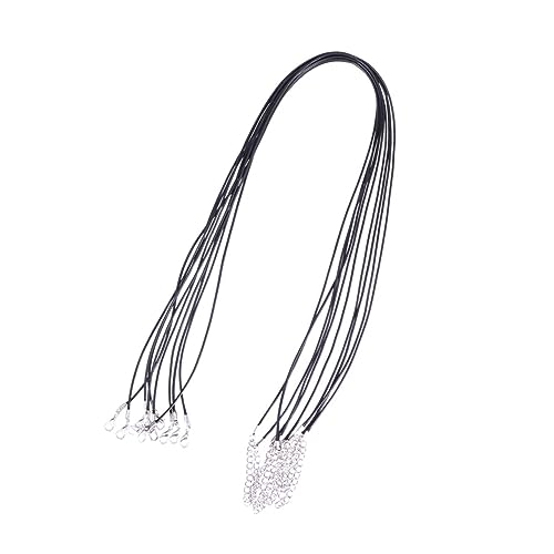 KONTONTY 10 Stück Schwarze Gewachste Halskettenbänder mit Karabinerverschluss Robuste Diy Schmuckkordeln aus Lederimitat für Anhänger Armbänder und Kettengestaltung von KONTONTY