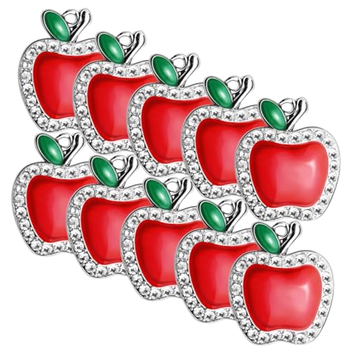 KONTONTY 10 Stück Teiliges Apfel Charms mit Strasssteinen DIY Schmuckanhänger für Halsketten Armbänder Ohrringe und Schlüsselanhänger Rote Fruchtanhänger für Schmuckgestaltung von KONTONTY