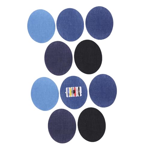 KONTONTY 10 Stück Teiliges Bügelflicken Jeans Patches Oval Form Denim Reparaturflicken für Kleidung Reparatur Knie Hüfte Passform Einfaches Aufbügeln Alltag Reise von KONTONTY