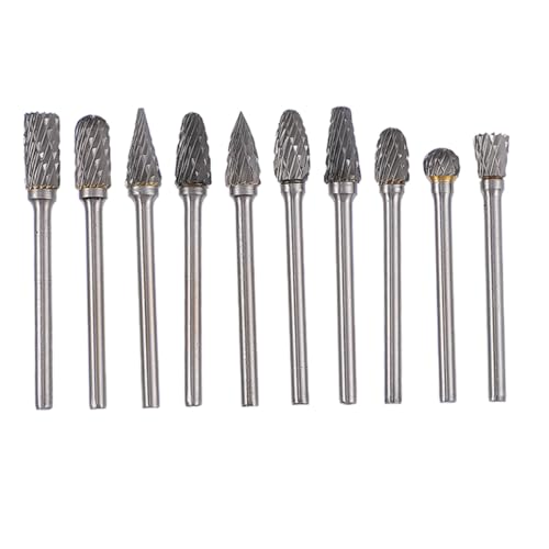 KONTONTY 10 Stück Teiliges Hartmetall frässtifte Doppelschnitt mit Schaft Langlebige Schleifköpfe für Gravur Holzbearbeitung Metallpolieren und Präzises Entgraten Geeignet für Bohrer und KONTONTY 10 Stück Teiliges Hartmetall frässtifte Doppelschnitt mit Schaft Langlebige Schleifköpfe für Gravur Holzbearbeitung Metallpolieren und Präzises Entgraten Geeignet für Bohrer und von KONTONTY