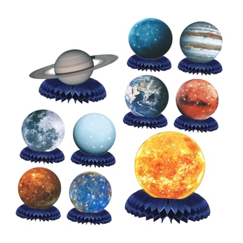 KONTONTY 10 Stück Teiliges Planet Honigwaben Dekorationsset für Geburtstagsfeiern Einzigartige Tischdeko für Weltraum und Sonnensystem Feiern Partydekoration für Erwachsene von KONTONTY