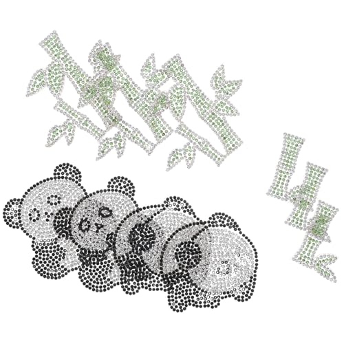 KONTONTY 10 Stück Teiliges Selbstklebende Panda Applikationen mit Flachen Strasssteinen Bestickt und Bügelbar Dekorative Patches für DIY Kleidung Taschen Hüte und Jeans Langlebig und von KONTONTY