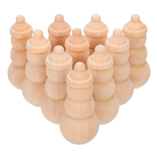 KONTONTY 10 Stück Teiliges Unbemalter Holz Schneemann Puppen Naturbelassene Mini Holzfiguren zum Bemalen und Basteln für Erwachsene DIY Weihnachtsdeko und Partyaccessoires von KONTONTY