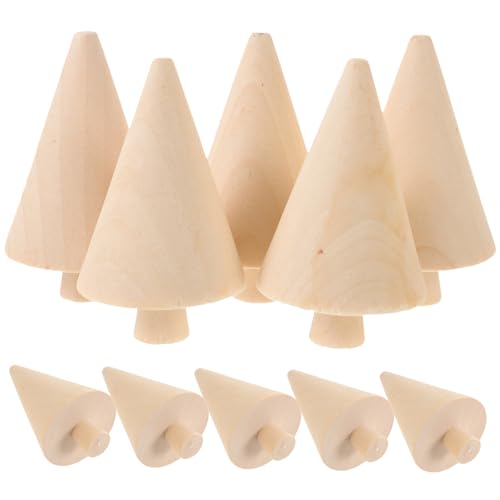 KONTONTY 10 Stück Teiliges Unvollendete Holz Weihnachtsbäume für DIY Bastelmaterial für Malen und Dekorieren Natürliche Holzfiguren für Weihnachten und Feiertage von KONTONTY