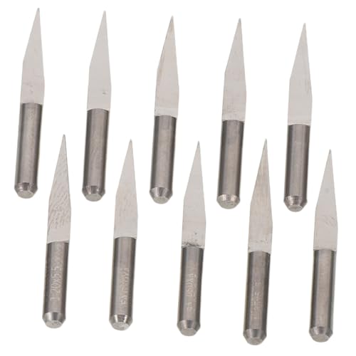 KONTONTY 10 Stück Teiliges V-nut Cnc Router Bit Set aus Wolframstahl Präzise Flachboden Schaftfräser für Holzgravur Schnittfestes Holzschnitzwerkzeug Kompatibel für Cnc-holzbearbeitung von KONTONTY