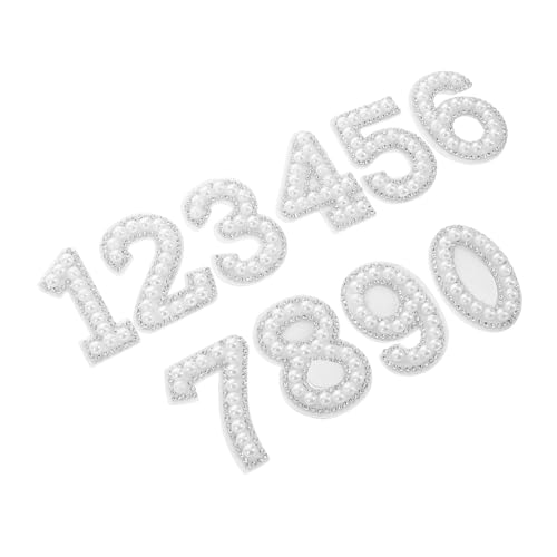 KONTONTY 10 Stück Teiliges Weiße Zahlen Patches mit Imitationsperlen und Strasssteinen Selbstklebend zum Aufbügeln für DIY Kleidung Bastelarbeiten Textilgestaltung KONTONTY 10 Stück Teiliges Weiße Zahlen Patches mit Imitationsperlen und Strasssteinen Selbstklebend zum Aufbügeln für DIY Kleidung Bastelarbeiten Textilgestaltung von KONTONTY